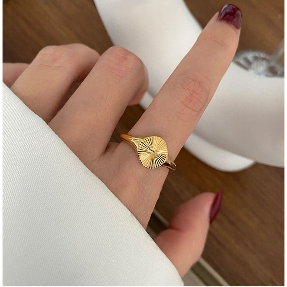 18K Gold-Plated Sunburst Ring Minimalist Stacking Jewelry